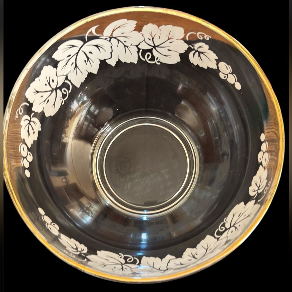 Vintage Anchor Hocking Maple Leaf  Glass Punch Bowl Set - Picture 10 of 16